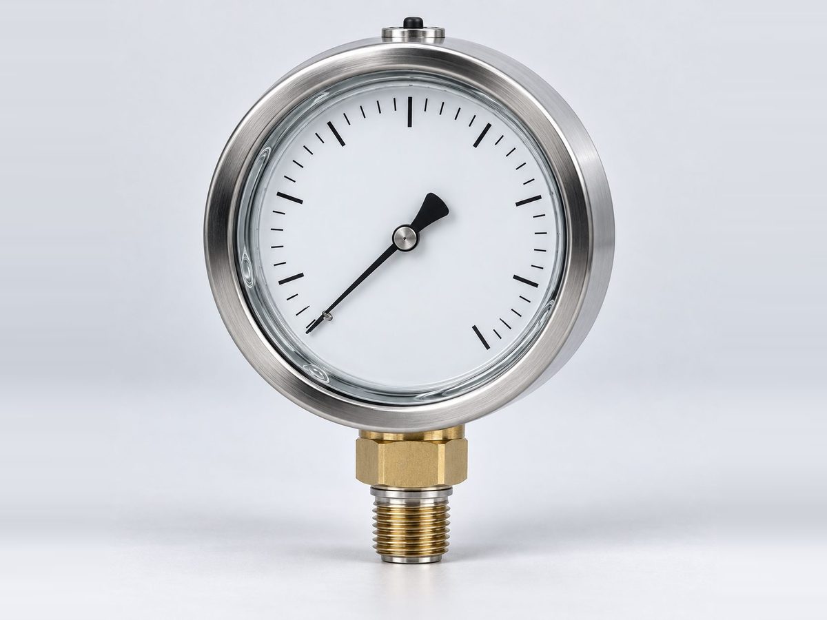 Stainless steel pressure gauge on a light studio sweep