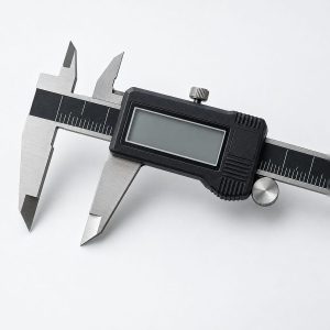 Digital caliper with a stainless steel body and LCD readout