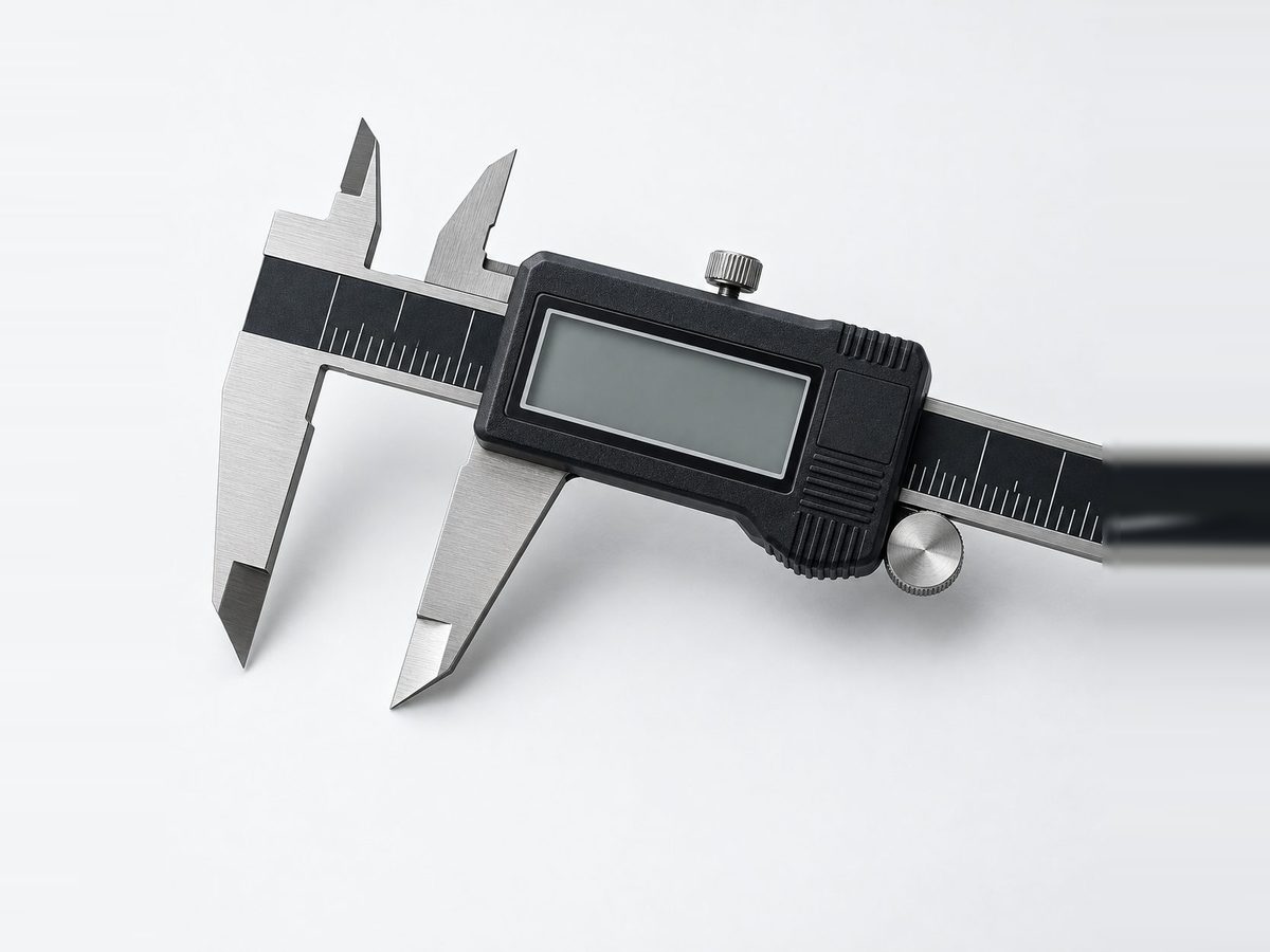 Digital caliper with a stainless steel body and LCD readout