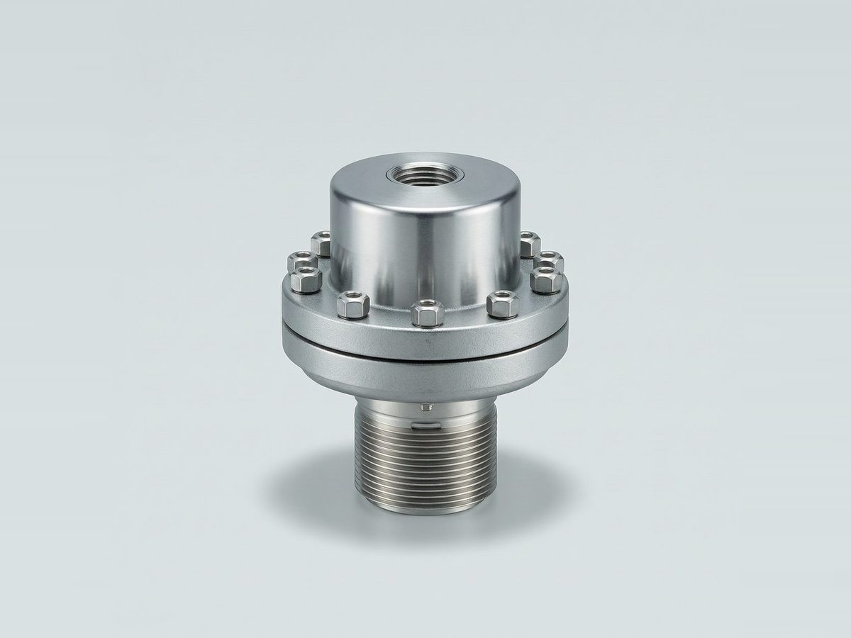 Stainless steel diaphragm seal assembly on a light studio sweep
